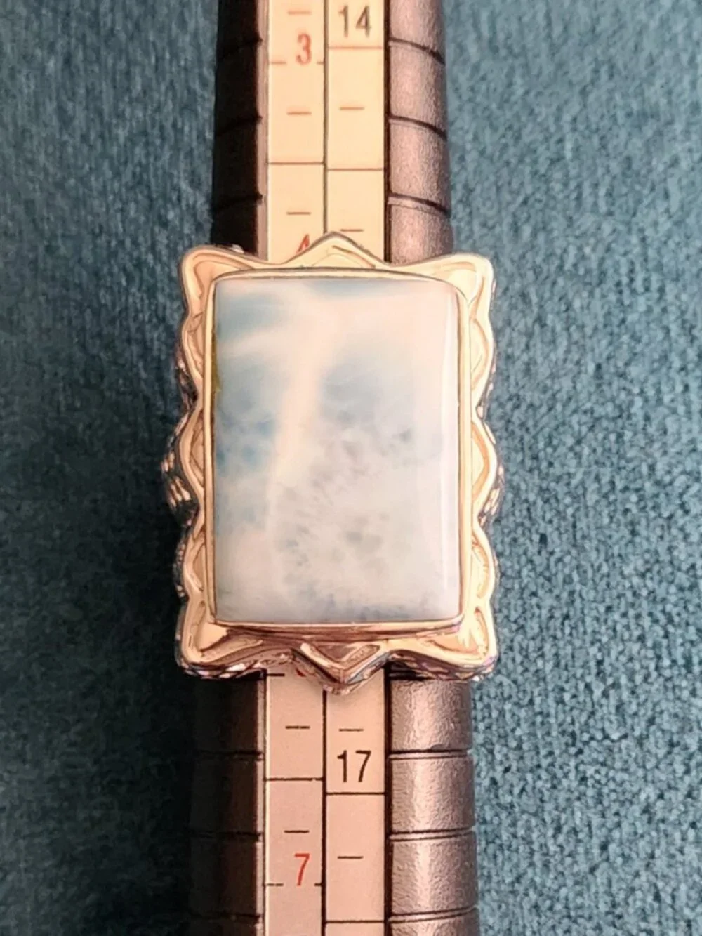 JTV Larimar Rectangular Cabochon & Sterling Silver ring, size 5 - Picture 2 of 7